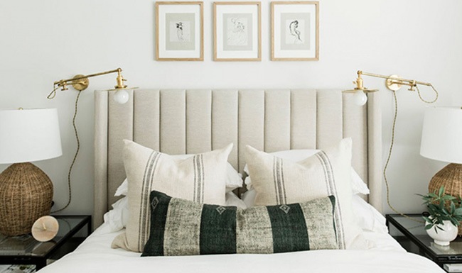 Stylish Interiors modern decor and bed spread in a bright bedroom